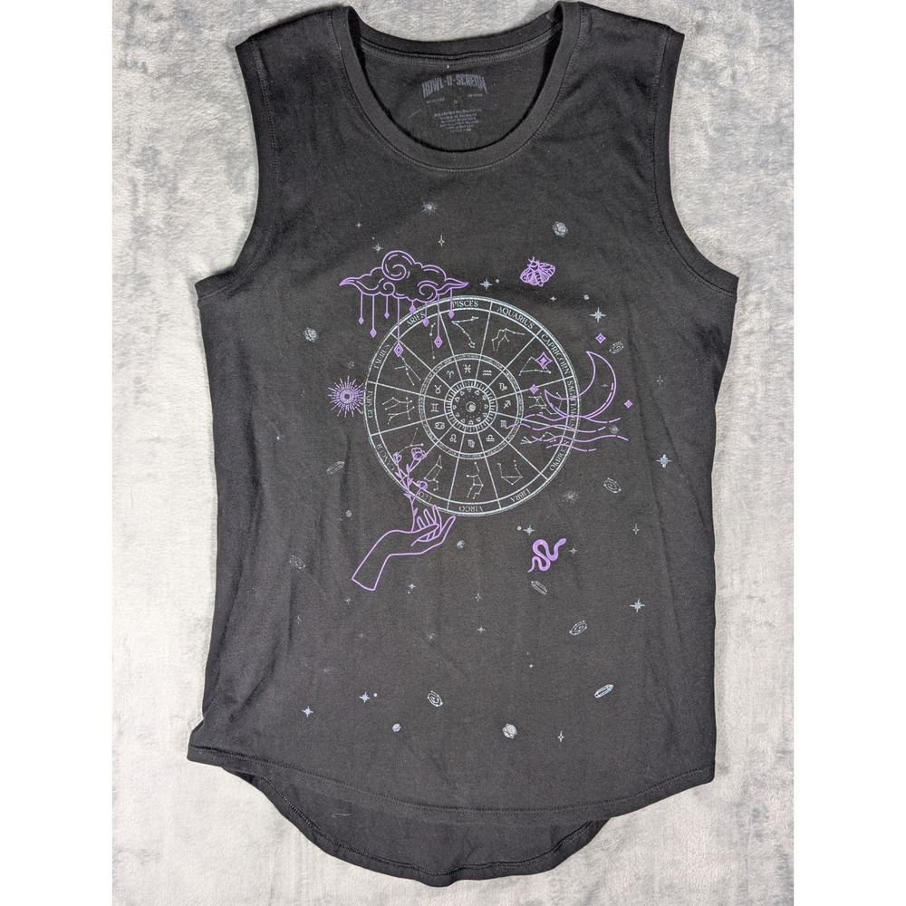 Howl-O-Scream Busch Gardens Astrology Zodiac Graphic Tank Top Medium Black Shirt
